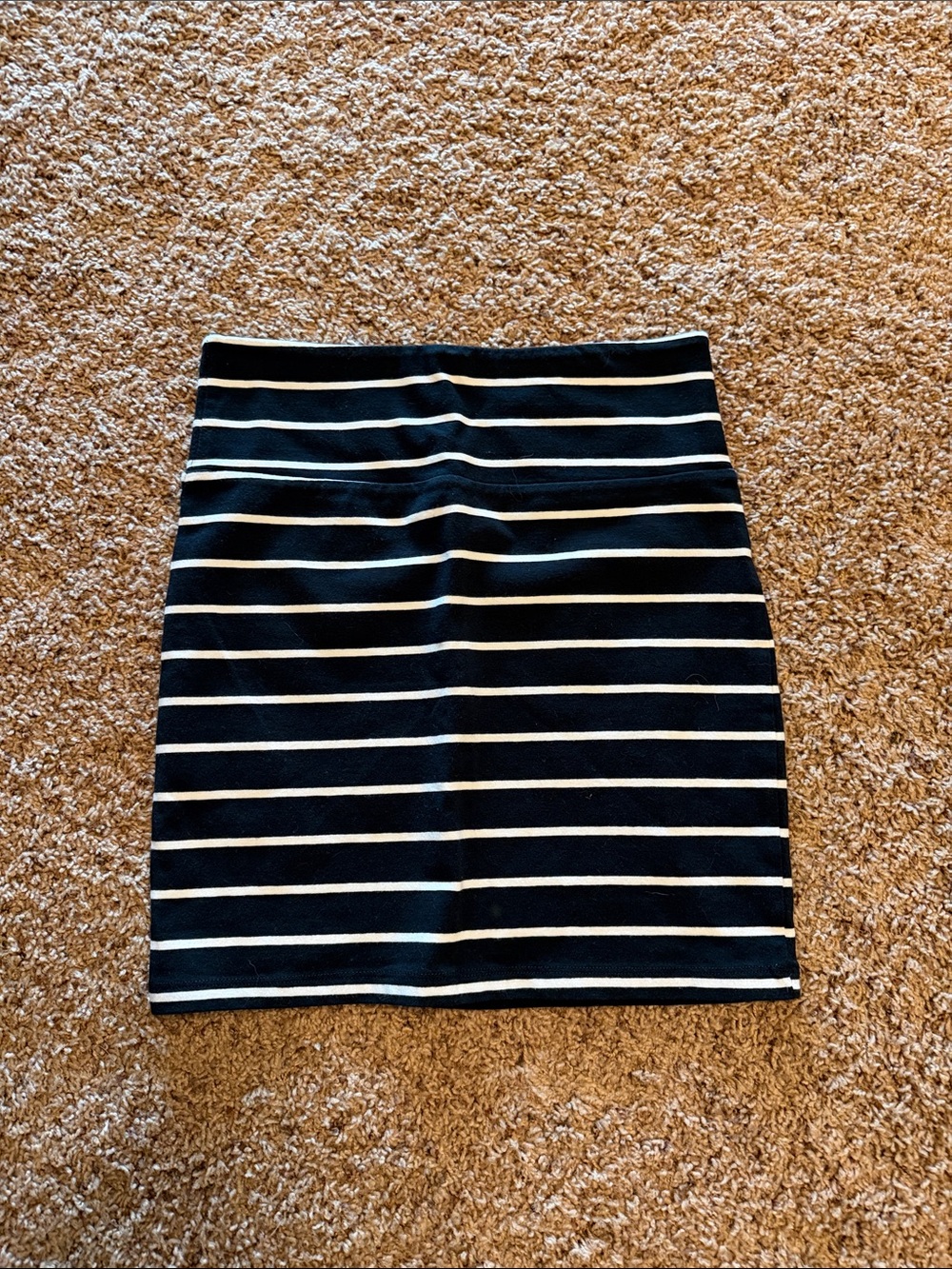 Striped Black and White Knit Pencil Skirt